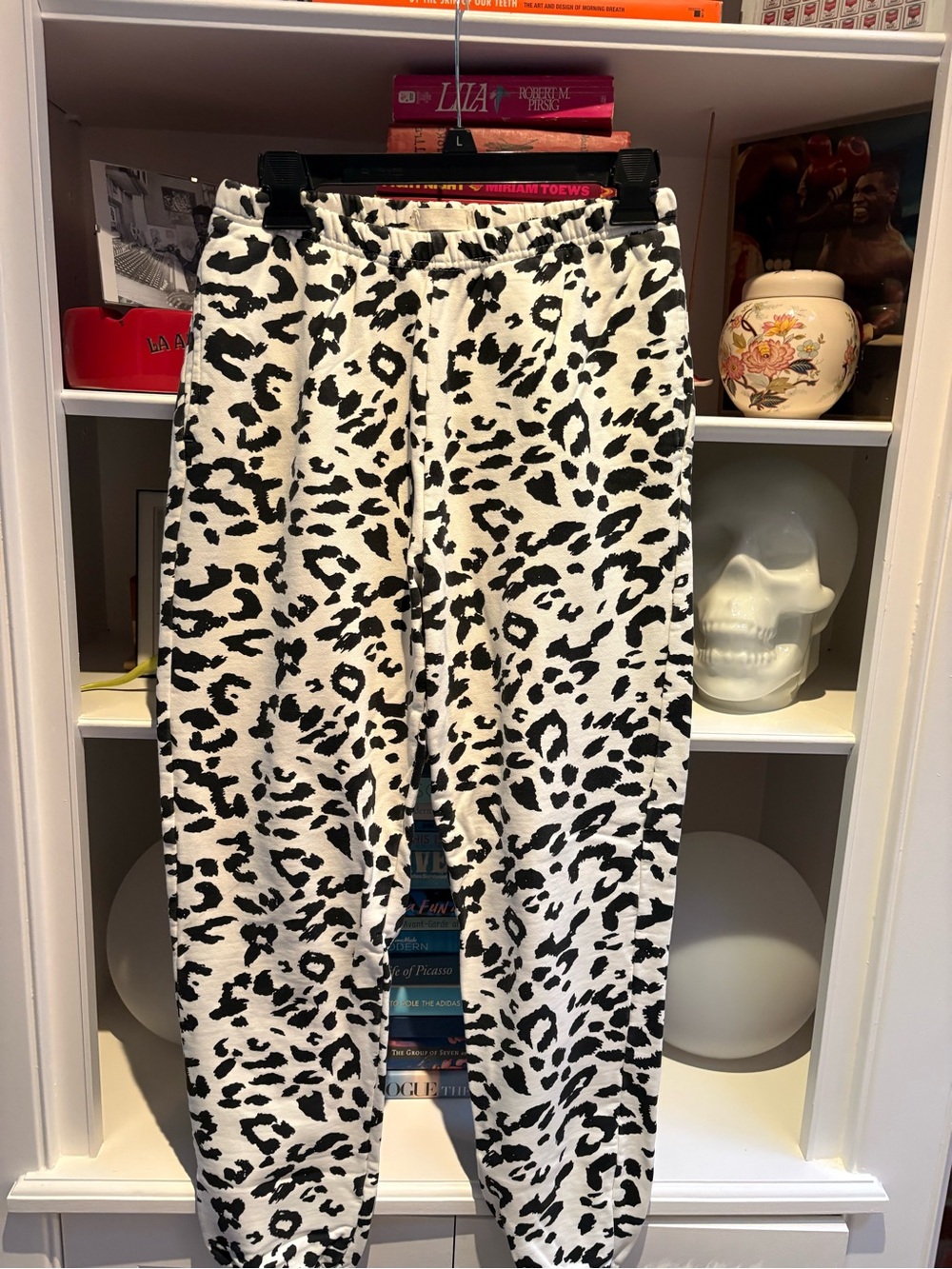 women’s Brunette the label Black and White Leopard Print Jogger Pants